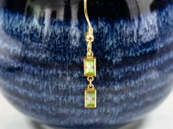Gold Filled Cubic Zirconia Rectangle Bezel Connector Lime, 3mm X 5mm