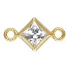 Gold Filled Cubic Zirconia Square Bezel Connector White, 3mm