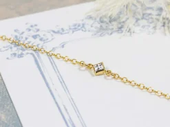 Gold Filled Cubic Zirconia Square Bezel Connector White, 3mm