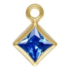 Gold Filled Cubic Zirconia Square Bezel Drop Connector Sapphire, 3mm