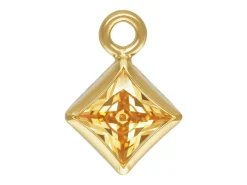 Gold Filled Cubic Zirconia Square Bezel Drop Connector Champagne, 3mm