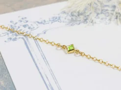 Gold Filled Cubic Zirconia Square Bezel Connector Lime, 3mm
