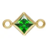 Gold Filled Cubic Zirconia Square Bezel Connector Green, 3mm