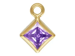 Gold Filled Cubic Zirconia Square Bezel Drop Connector Light Amethyst, 3mm