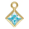 Gold Filled Cubic Zirconia Square Bezel Drop Connector Aquamarine, 3mm
