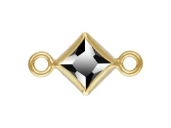 Gold Filled Cubic Zirconia Square Bezel Connector Black, 3mm