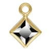 Gold Filled Cubic Zirconia Square Bezel Drop Connector Black, 3mm