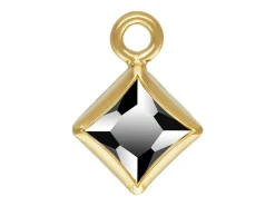 Gold Filled Cubic Zirconia Square Bezel Drop Connector Black, 3mm