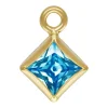 Gold Filled Cubic Zirconia Square Bezel Drop Connector Swiss Blue, 3mm