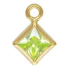 Gold Filled Cubic Zirconia Square Bezel Drop Connector Lime, 3mm