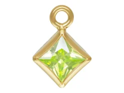 Gold Filled Cubic Zirconia Square Bezel Drop Connector Lime, 3mm