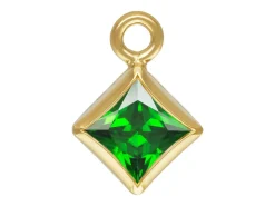 Gold Filled Cubic Zirconia Square Bezel Drop Connector Green, 3mm