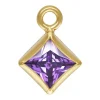 Gold Filled Cubic Zirconia Square Bezel Drop Connector Amethyst, 3mm