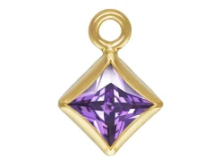 Gold Filled Cubic Zirconia Square Bezel Drop Connector Amethyst, 3mm