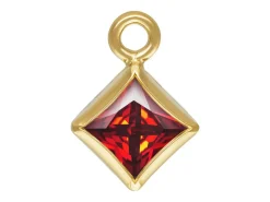Gold Filled Cubic Zirconia Square Bezel Drop Connector Garnet, 3mm