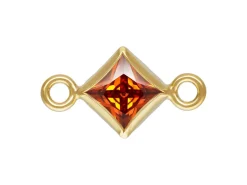 Gold Filled Cubic Zirconia Square Bezel Connector Ruby, 3mm