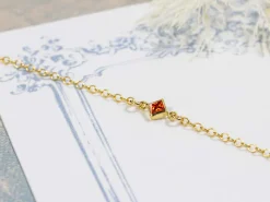 Gold Filled Cubic Zirconia Square Bezel Connector Ruby, 3mm