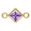 Gold Filled Cubic Zirconia Square Bezel Connector Light Amethyst, 3mm