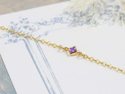 Gold Filled Cubic Zirconia Square Bezel Connector Light Amethyst, 3mm