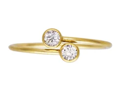Gold Filled Double 3mm White Cubic Zirconia Design Adjustable Ring