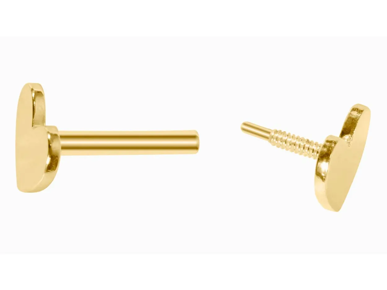 Gold Filled Heart Labret Stud Earrings