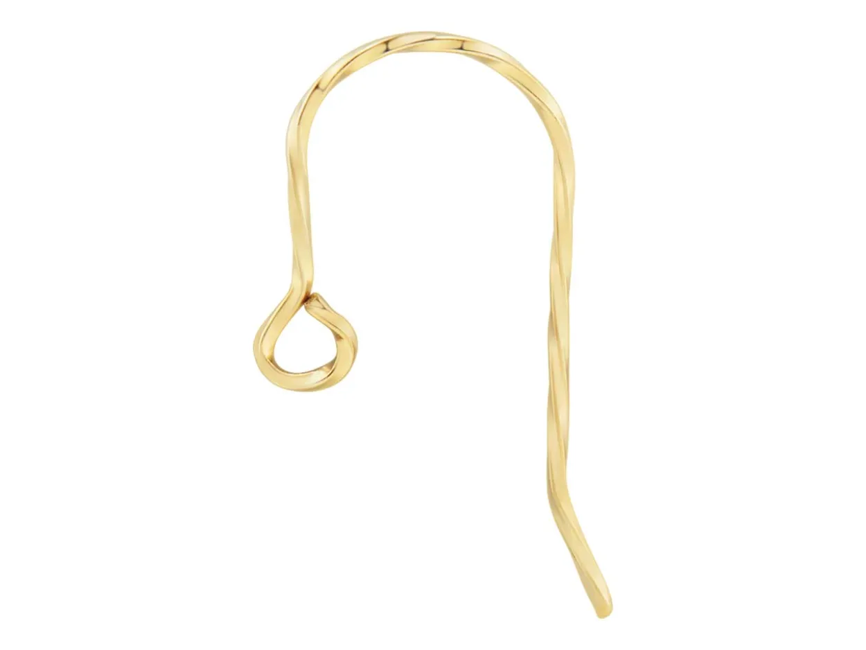 Gold Filled Large Fancy Twisted Earring Hook Wire 19x11mm Pack of 6