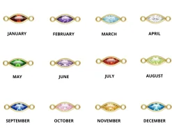 Gold Filled Marquise Birthstone Cubic Zirconia Bezel Connectors Set