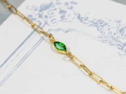 Gold Filled Marquise Birthstone Cubic Zirconia Bezel Connectors Set