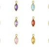 Gold Filled Marquise Birthstone Cubic Zirconia Bezel Drop Connectors Set