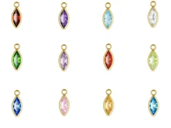 Gold Filled Marquise Birthstone Cubic Zirconia Bezel Drop Connectors Set
