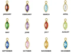 Gold Filled Marquise Birthstone Cubic Zirconia Bezel Drop Connectors Set
