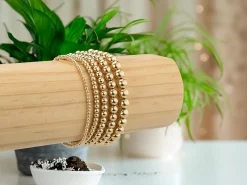 Gold Filled 6mm Beaded Stretch Bracelet 6.5"/16.5cm