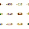 Gold Filled Rectangle Birthstone Czbezel Connectors Set