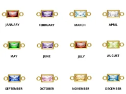 Gold Filled Rectangle Birthstone Czbezel Connectors Set