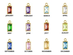 Gold Filled Rectangle Birthstone Czbezel Drop Connectors Set