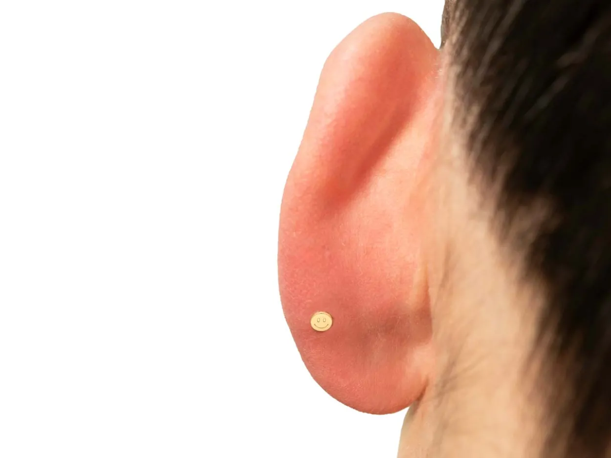 Gold Filled Smiley Face Labret Tube 3mm