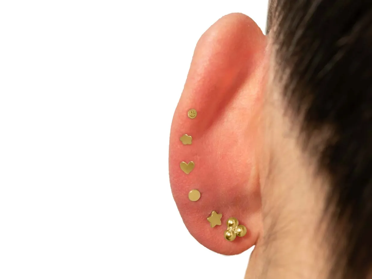 Gold Filled Smiley Face Labret Tube 3mm