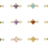 Gold Filled Square Birthstone Cubic Zirconia Bezel Connectors Set