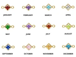 Gold Filled Square Birthstone Cubic Zirconia Bezel Connectors Set