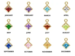 Gold Filled Square Birthstone Cubic Zirconia Bezel Drop Connectors Set