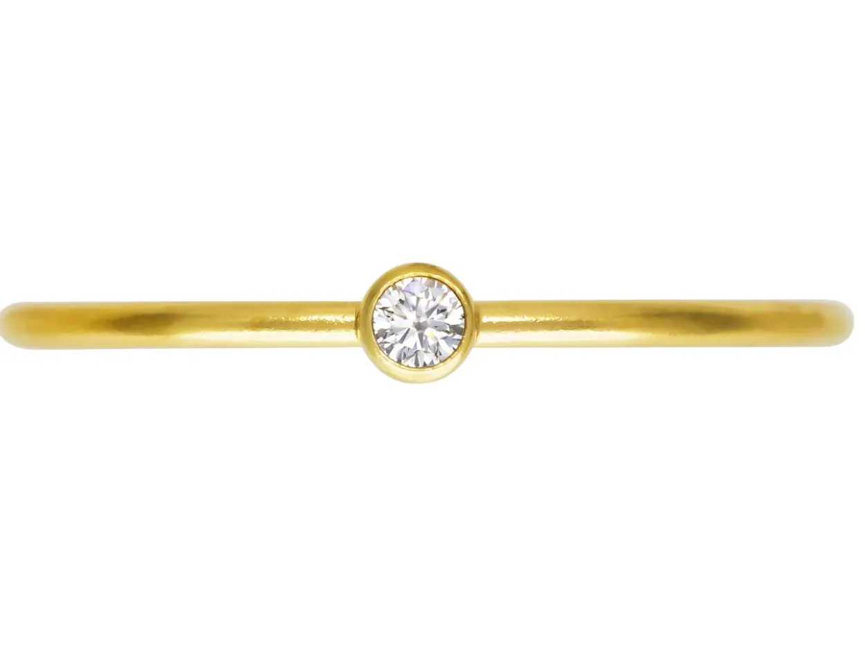 Gold Filled Stacking 2mm White Cubic Zirconia Ring Medium