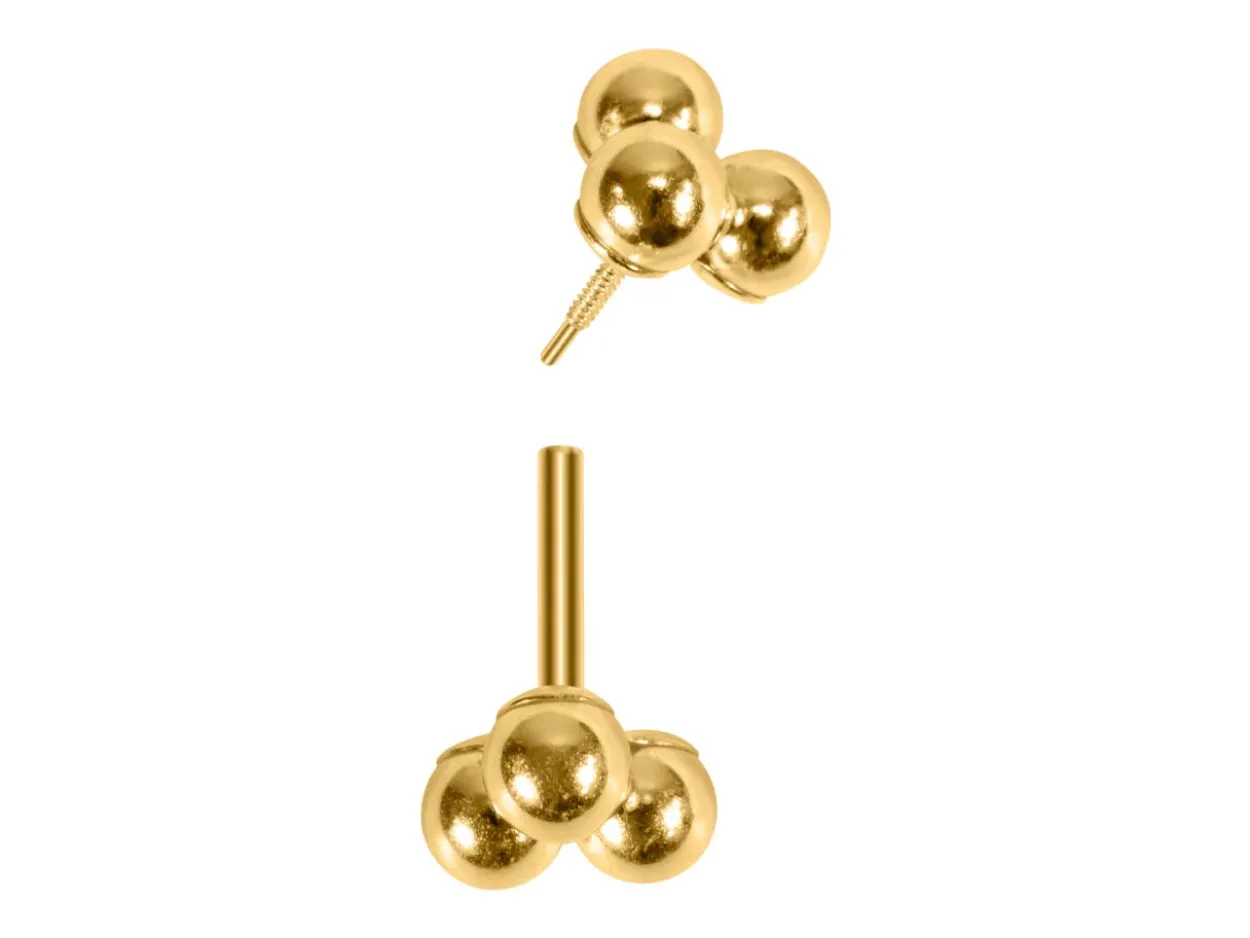 Gold Filled Trinity Ball Labret Tube 3mm