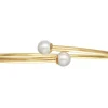 Gold Filled White Crystal Pearl Design Adjustable Bangle