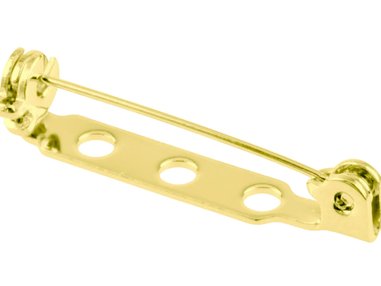 Gold Plated Brooch Pins 3 Hole 25mm Pack of 6