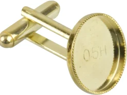 Gold Plated Cufflink With Millgrain Cup 15mm Round Pack of 6