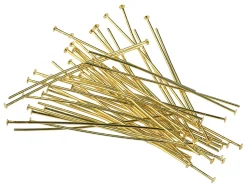 Gold Plated Head Pins 50mm Pack of 50