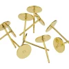 Gold Plated 7mm Flat Disc And Post, Pack of 10