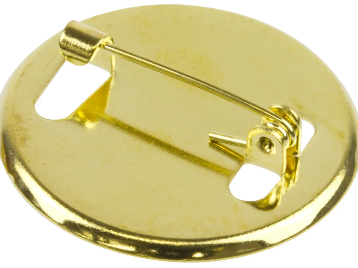 Gold Tone Round Brooch Backs 25mm Pack of 6