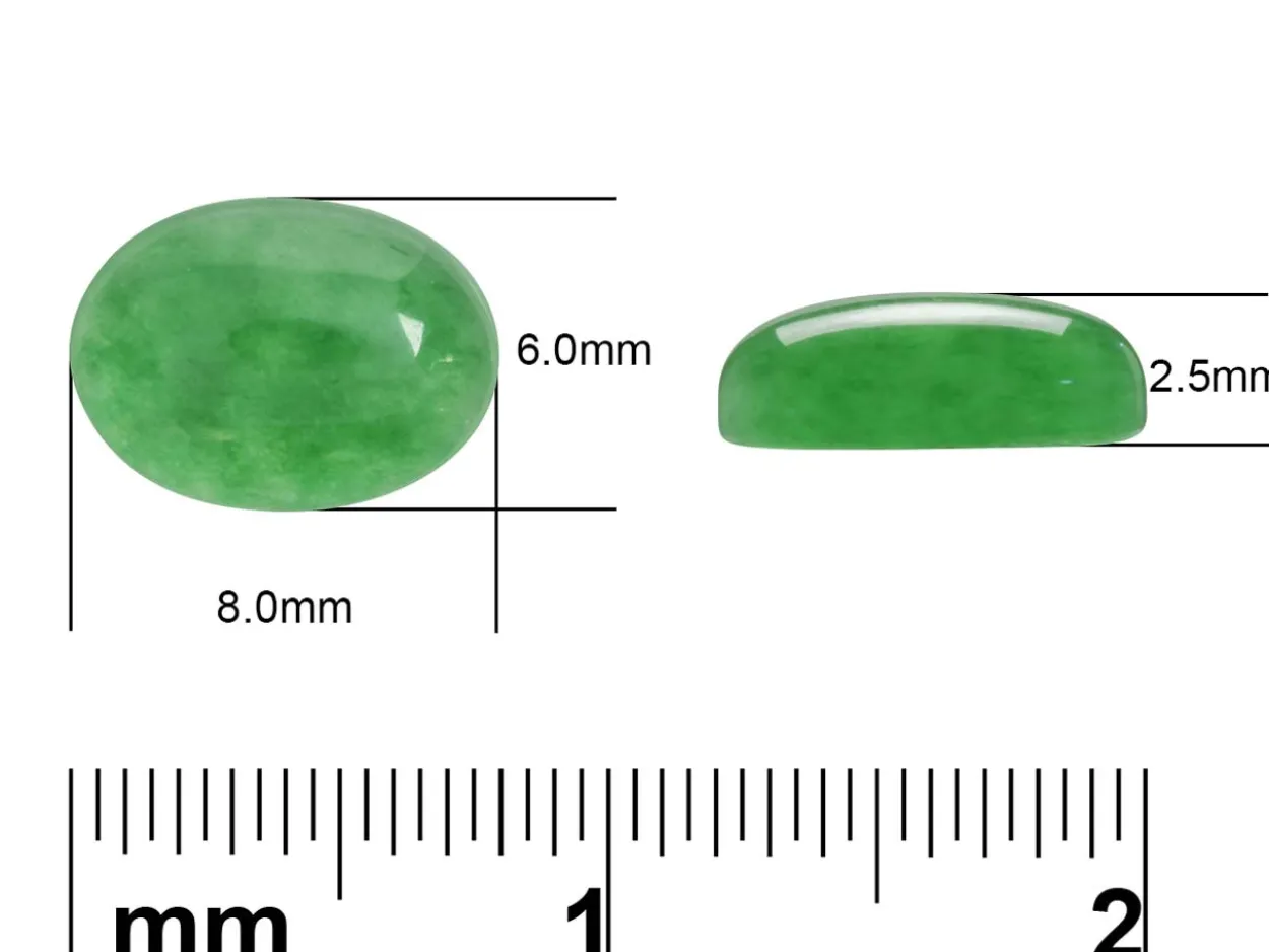 Green Agate, Oval Cabochon 8x6mm