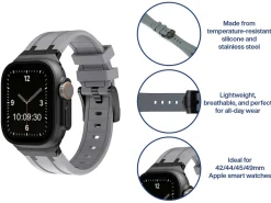 Grey Silicone Strap For Apple Watch, Compatible With 42/44/45/49mm Models